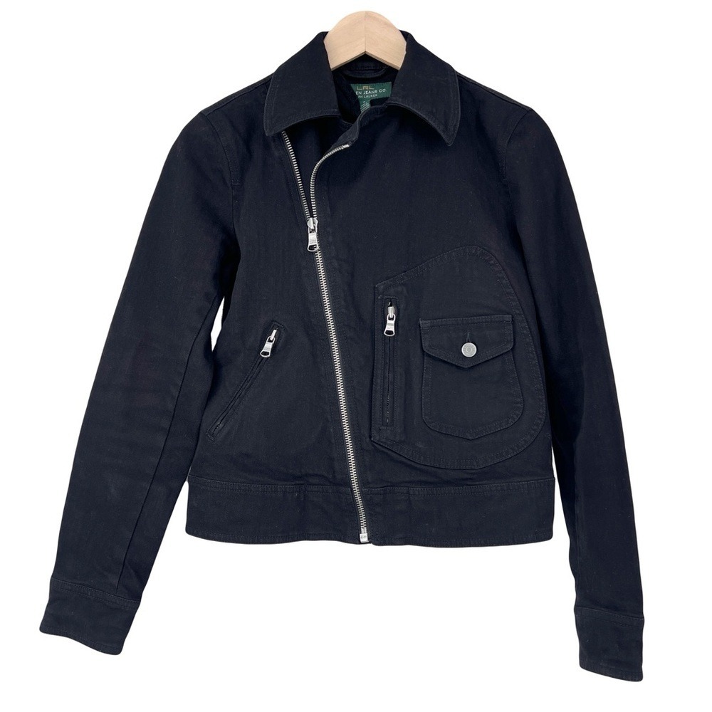 Ralph Lauren‎ Jeans Co Black Denim Moto Jacket asymmetrical size S